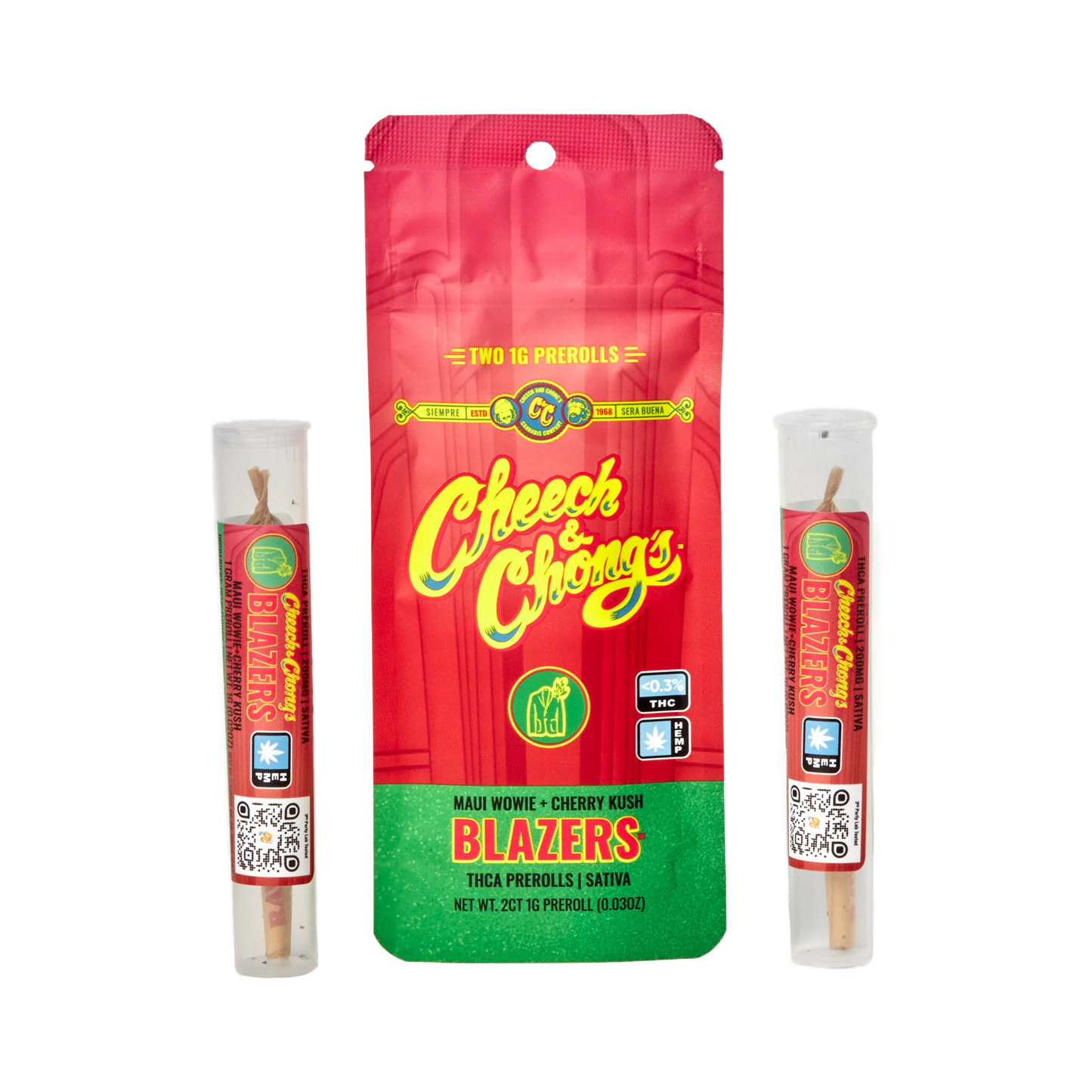 Cheech & Chong's | THCa Pre Rolls [2ct] | Maui Wowie + Cherry Kush : SATIVA