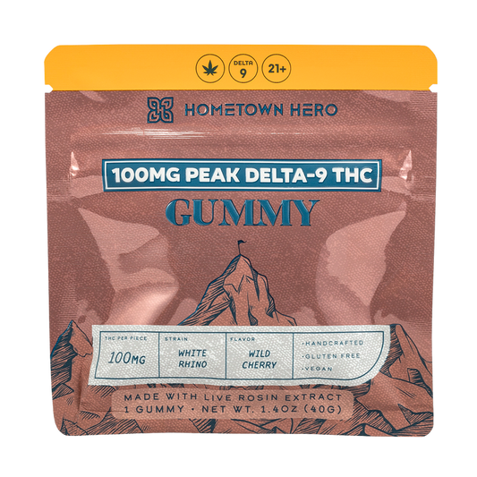 Hometown Hero | Delta-9 Peak 100mg Gummy : White Rhino - Indica
